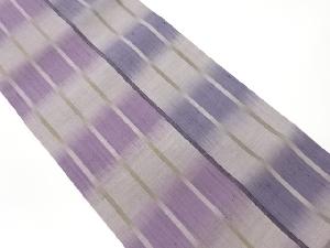 リサイクル　手織り紬縞に横段模様織出しリバーシブル全通洒落袋帯